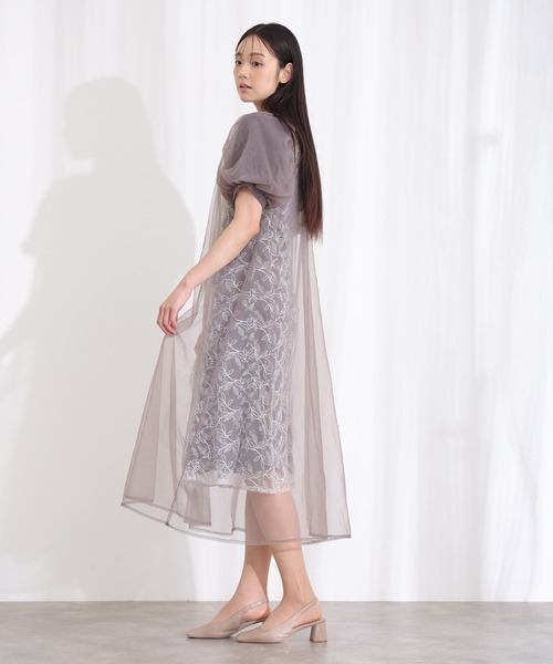 PourVous(プールヴー)の「結婚式 二次会 パーティー ドレス エシリアルブルームレイヤード Aライン シアーロング丈&袖あり セレモニー フォーマル オケージョンドレス 同窓会 成人式 お呼ばれ 謝恩会 20代 30代(ドレス・レディース・チャコール/ブラック/グレー・S/M)」の13枚目の写真
