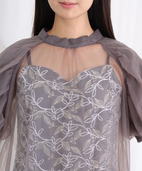 PourVous(プールヴー)の「結婚式 二次会 パーティー ドレス エシリアルブルームレイヤード Aライン シアーロング丈&袖あり セレモニー フォーマル オケージョンドレス 同窓会 成人式 お呼ばれ 謝恩会 20代 30代(ドレス・レディース・チャコール/ブラック/グレー・S/M)」の16枚目の写真