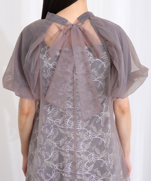 PourVous(プールヴー)の「結婚式 二次会 パーティー ドレス エシリアルブルームレイヤード Aライン シアーロング丈&袖あり セレモニー フォーマル オケージョンドレス 同窓会 成人式 お呼ばれ 謝恩会 20代 30代(ドレス・レディース・チャコール/ブラック/グレー・S/M)」の18枚目の写真
