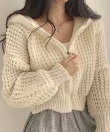 ｼﾞｯﾌﾟｱｯﾌﾟｸﾛｼｪ編みﾆｯﾄﾌｰﾃﾞｨ