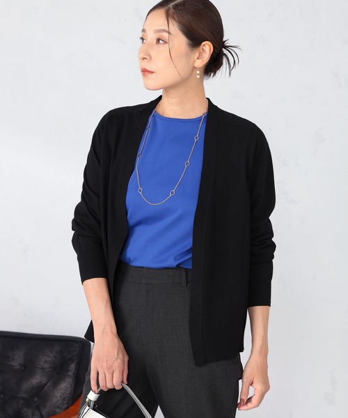 GALLORIA（ギャローリア）の「マシンウォッシャブル　ミドルトッパーカーディガン（カーディガン/ボレロ・レディース・グレー/ブルーグレー/ブラック・L/LL/S/M）」の2枚目の写真