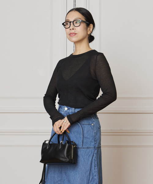 IENA LA BOUCLE(イエナラブークル)の「《追加》IENA LA BOUCLE 水撚りガスフライスクルーロングTシャツ(Tシャツ/カットソー・レディース・ホワイト/サックスブルー/ブラック/ブラウン・FREE)」の1枚目の写真