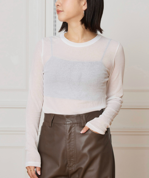 IENA LA BOUCLE(イエナラブークル)の「《追加》IENA LA BOUCLE 水撚りガスフライスクルーロングTシャツ(Tシャツ/カットソー・レディース・ホワイト/サックスブルー/ブラック/ブラウン・FREE)」の13枚目の写真