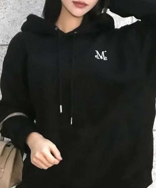 MUCENT（ムセント）の「【MUCENT】ブランド直輸入正規品/MUCENT シグネチャー ベーシック ロゴ フードT ユニセックス MUCENT SIGNATURE BASIC LOGO HOOD T UNISEX（パーカー・レディース・ブラック/レッド/モカ/チャコール・FREE）」の8枚目の写真