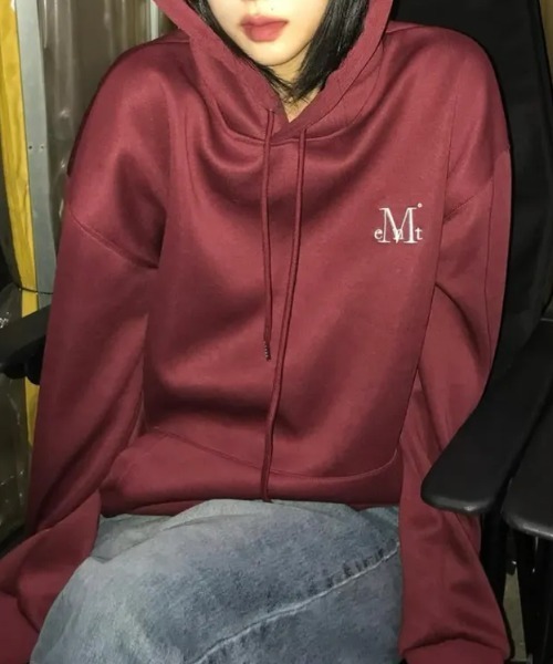 MUCENT（ムセント）の「【MUCENT】ブランド直輸入正規品/MUCENT シグネチャー ベーシック ロゴ フードT ユニセックス MUCENT SIGNATURE BASIC LOGO HOOD T UNISEX（パーカー・レディース・ブラック/レッド/モカ/チャコール・FREE）」の6枚目の写真