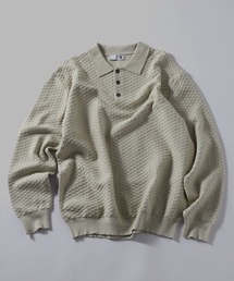 TOBEE（トゥビー）の「【TOBEE】スキッパールーズ ニット ポロシャツ/ケーブル編み ニットポロ 長袖シャツ（ポロシャツ）」