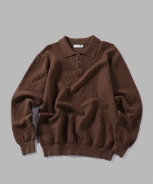 TOBEE（トゥビー）の「【TOBEE】スキッパールーズ ニット ポロシャツ/ケーブル編み ニットポロ 長袖シャツ（ポロシャツ）」