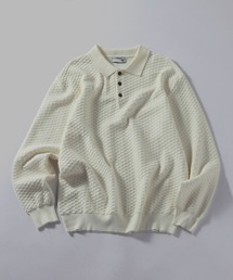 TOBEE（トゥビー）の「【TOBEE】スキッパールーズ ニット ポロシャツ/ケーブル編み ニットポロ 長袖シャツ（ポロシャツ）」