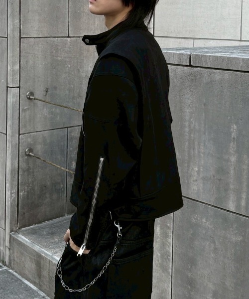 Chikashitsu +(チカシツプラス)の「【Chikashitsu +】suede biker jacket / 【チカシツプラス】スエードバイカージャケット <着用動画あり>(ブルゾン・メンズ・ブラック/ブラウン・M/L)」の12枚目の写真
