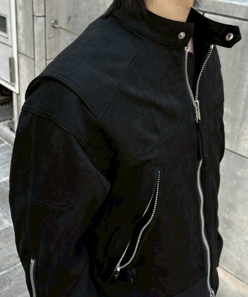 Chikashitsu +(チカシツプラス)の「【Chikashitsu +】suede biker jacket / 【チカシツプラス】スエードバイカージャケット <着用動画あり>(ブルゾン・メンズ・ブラック/ブラウン・M/L)」の13枚目の写真