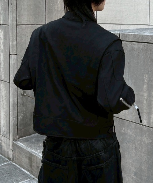 Chikashitsu +(チカシツプラス)の「【Chikashitsu +】suede biker jacket / 【チカシツプラス】スエードバイカージャケット <着用動画あり>(ブルゾン・メンズ・ブラック/ブラウン・M/L)」の8枚目の写真