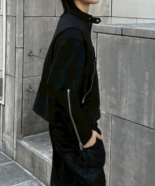 Chikashitsu +(チカシツプラス)の「【Chikashitsu +】suede biker jacket / 【チカシツプラス】スエードバイカージャケット <着用動画あり>(ブルゾン・メンズ・ブラック/ブラウン・M/L)」の10枚目の写真