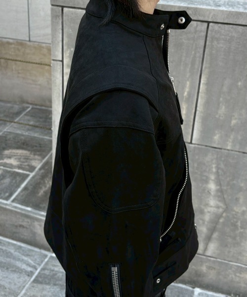Chikashitsu +(チカシツプラス)の「【Chikashitsu +】suede biker jacket / 【チカシツプラス】スエードバイカージャケット <着用動画あり>(ブルゾン・メンズ・ブラック/ブラウン・M/L)」の11枚目の写真
