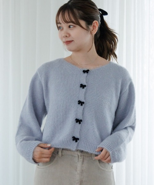 flower（フラワー）の「メリーリボンカーディガン（カーディガン/ボレロ・レディース・アイボリー/ブルーグレー・FREE）」の2枚目の写真