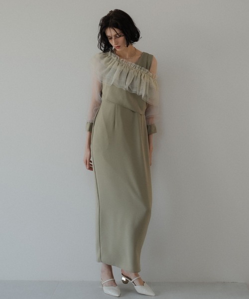 LE'RURE(リルアー)の「3way tulle ruffles dress(ドレス・レディース・ベージュ/グリーン/ブラック・SMALL/MEDIUM)」の3枚目の写真