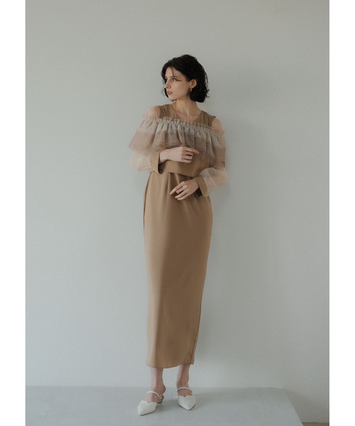 LE'RURE(リルアー)の「3way tulle ruffles dress(ドレス・レディース・ベージュ/グリーン/ブラック・SMALL/MEDIUM)」の4枚目の写真