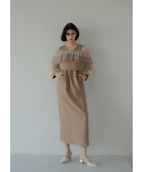 LE'RURE(リルアー)の「3way tulle ruffles dress(ドレス・レディース・ベージュ/グリーン/ブラック・SMALL/MEDIUM)」の7枚目の写真