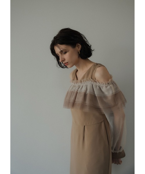 LE'RURE(リルアー)の「3way tulle ruffles dress(ドレス・レディース・ベージュ/グリーン/ブラック・SMALL/MEDIUM)」の9枚目の写真