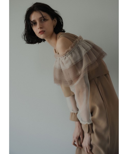LE'RURE(リルアー)の「3way tulle ruffles dress(ドレス・レディース・ベージュ/グリーン/ブラック・SMALL/MEDIUM)」の10枚目の写真