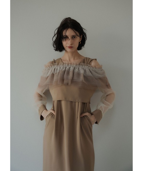 LE'RURE(リルアー)の「3way tulle ruffles dress(ドレス・レディース・ベージュ/グリーン/ブラック・SMALL/MEDIUM)」の13枚目の写真