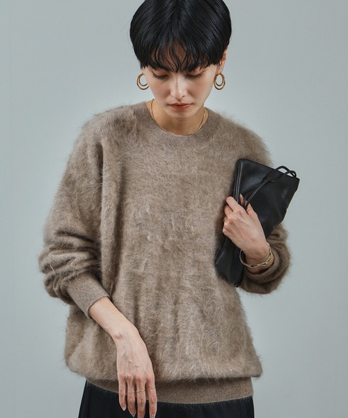 セール】ブラッシュドカシミヤクルーネックニットプルオーバー（ニット