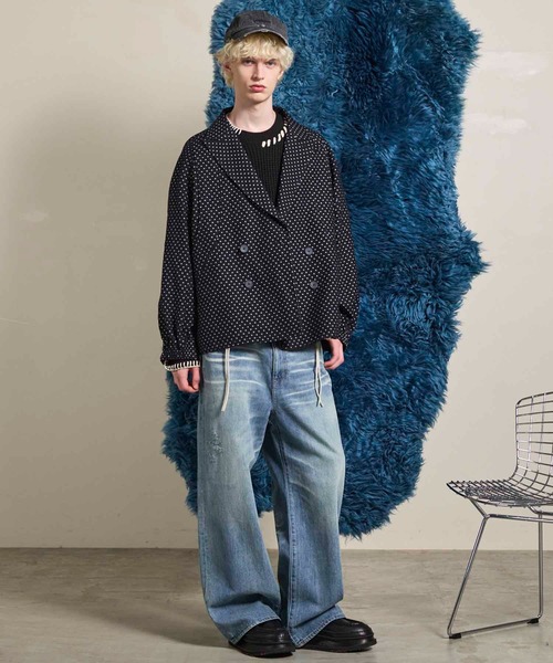 UNISEX》Oni-Waffle Flower Embroidery Prime-Over Crew Neck Knit