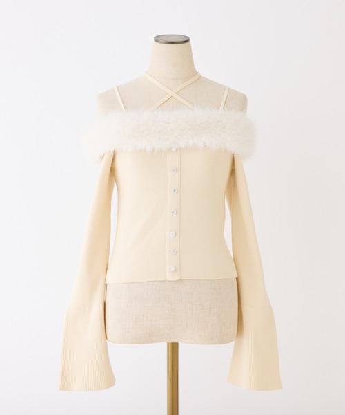 オフショルフェイクファーニット（ニット/セーター）｜one after