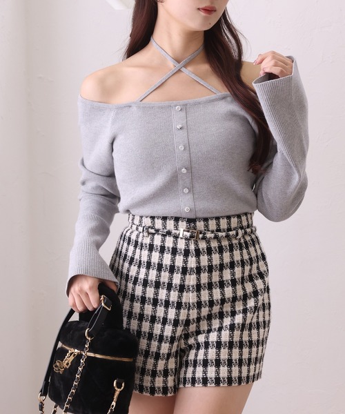 オフショルフェイクファーニット（ニット/セーター）｜one after