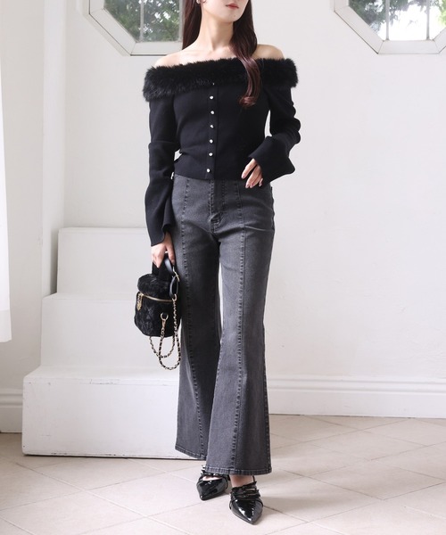 オフショルフェイクファーニット（ニット/セーター）｜one after