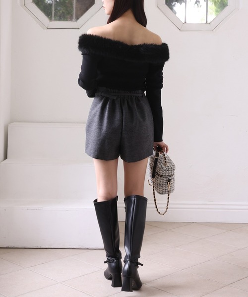 オフショルフェイクファーニット（ニット/セーター）｜one after