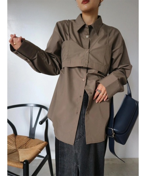 TRUNC(トランクエイティーエイト)の「2way Bustier Shirt(シャツ/ブラウス・レディース・ブラウン/ブルー・FREE)」の5枚目の写真