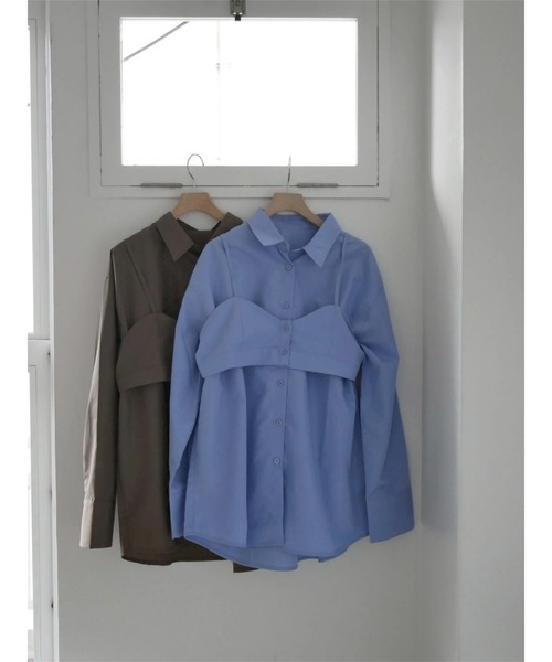TRUNC(トランクエイティーエイト)の「2way Bustier Shirt(シャツ/ブラウス・レディース・ブラウン/ブルー・FREE)」の18枚目の写真