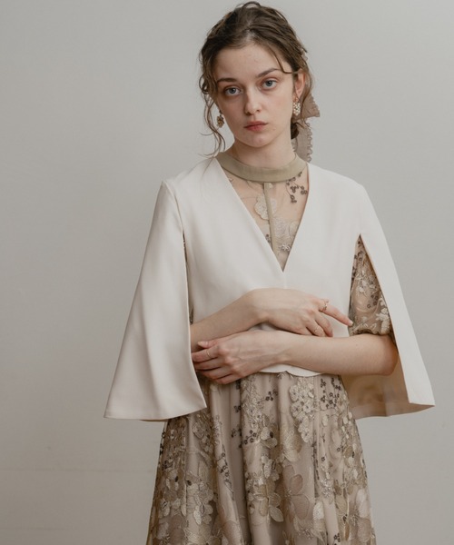 Dorry Doll（ドリードール）の「ケープスリーブジャケット（ノーカラージャケット・レディース・ブラック/グレー/ベージュ・MEDIUM）」の3枚目の写真