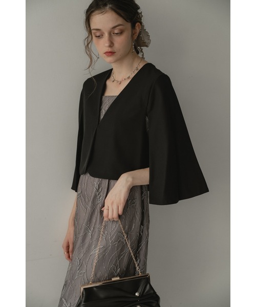 Dorry Doll（ドリードール）の「ケープスリーブジャケット（ノーカラージャケット・レディース・ブラック/グレー/ベージュ・MEDIUM）」の7枚目の写真