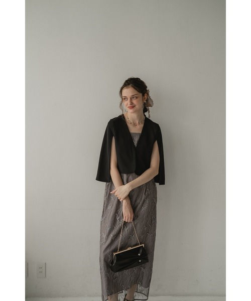 Dorry Doll（ドリードール）の「ケープスリーブジャケット（ノーカラージャケット・レディース・ブラック/グレー/ベージュ・MEDIUM）」の4枚目の写真