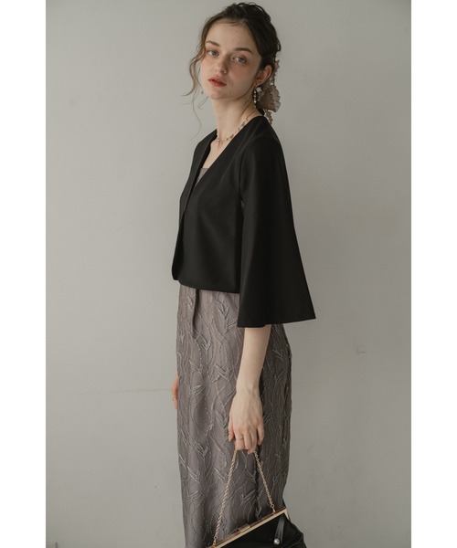 Dorry Doll（ドリードール）の「ケープスリーブジャケット（ノーカラージャケット・レディース・ブラック/グレー/ベージュ・MEDIUM）」の8枚目の写真