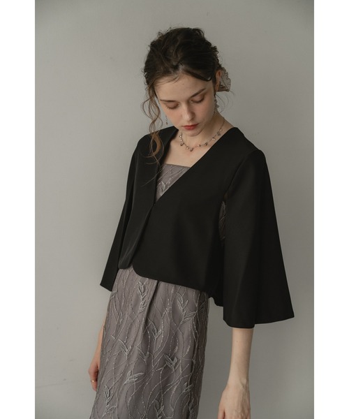 Dorry Doll（ドリードール）の「ケープスリーブジャケット（ノーカラージャケット・レディース・ブラック/グレー/ベージュ・MEDIUM）」の9枚目の写真