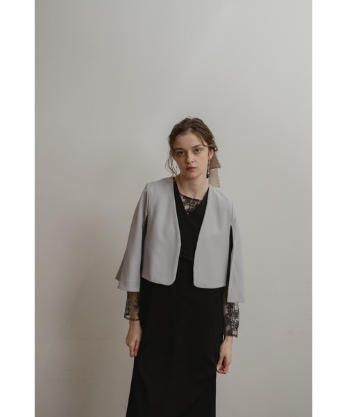 Dorry Doll（ドリードール）の「ケープスリーブジャケット（ノーカラージャケット・レディース・ブラック/グレー/ベージュ・MEDIUM）」の14枚目の写真