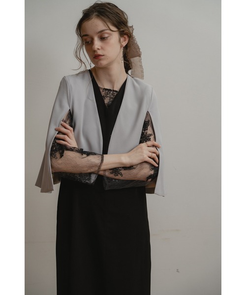 Dorry Doll（ドリードール）の「ケープスリーブジャケット（ノーカラージャケット・レディース・ブラック/グレー/ベージュ・MEDIUM）」の15枚目の写真