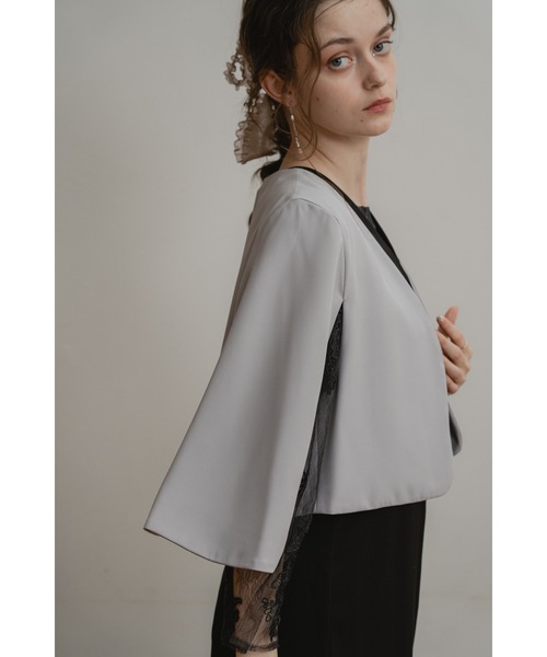 Dorry Doll（ドリードール）の「ケープスリーブジャケット（ノーカラージャケット・レディース・ブラック/グレー/ベージュ・MEDIUM）」の18枚目の写真