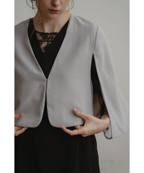 Dorry Doll（ドリードール）の「ケープスリーブジャケット（ノーカラージャケット・レディース・ブラック/グレー/ベージュ・MEDIUM）」の20枚目の写真