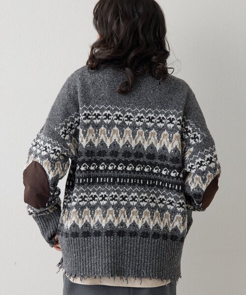 Whim Gazette ダメージフェアアイルニットプルオーバー F ベージュ ウィムガゼット Whim Gazette ダメージフェアアイルニットプル