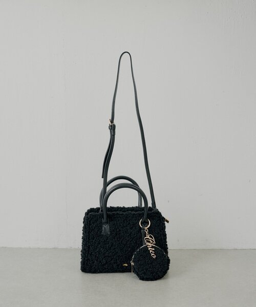 ロゴチャーム付きスエードムートンバッグ（ボストンバッグ）｜Chico