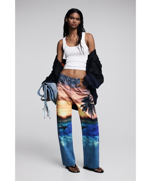 Desigual サンセット柄デニム Desigual×BOTTER】サンセットプリントデニムパンツ（デニムパンツ