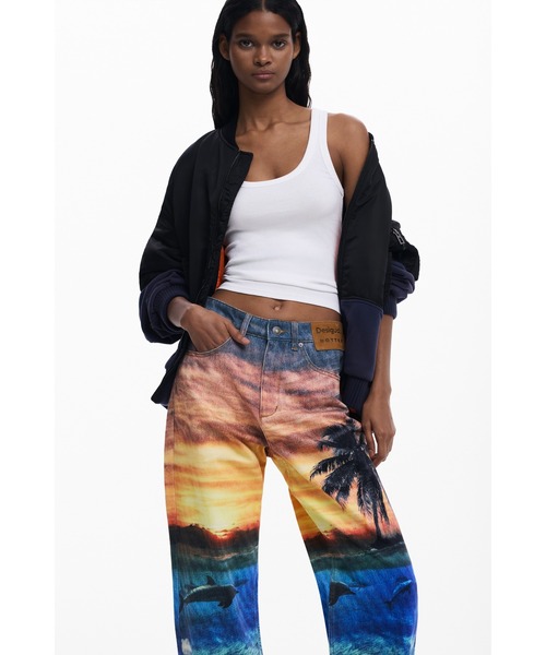 Desigual×BOTTER】サンセットプリントデニムパンツ（デニムパンツ