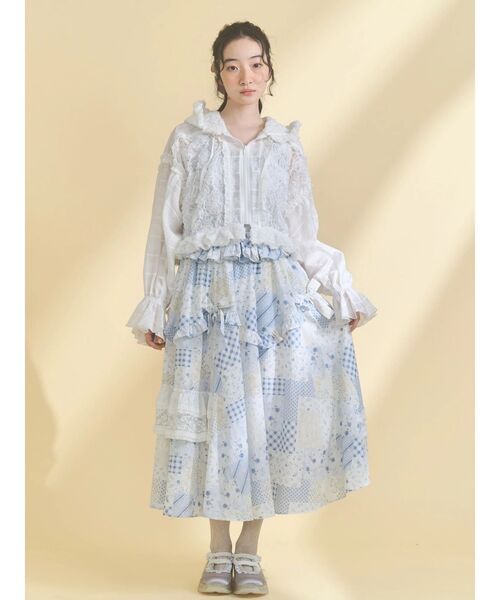 merry jenny（メリージェニー）の「satin ribbon stitch sneaker（スニーカー・レディース・ライトブルー/アイボリー・LARGE/MEDIUM）」の6枚目の写真