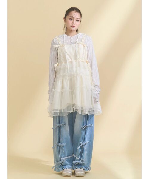 merry jenny（メリージェニー）の「satin ribbon stitch sneaker（スニーカー・レディース・ライトブルー/アイボリー・LARGE/MEDIUM）」の9枚目の写真