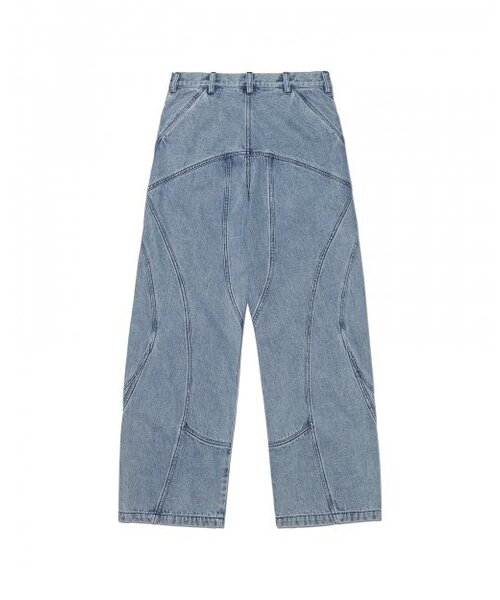 NOMANUAL(NOMANUAL)の「CURVED LINE DENIM PANTS - WHITE BLUE(デニムパンツ・レディース・その他・X-SMALL)」の2枚目の写真