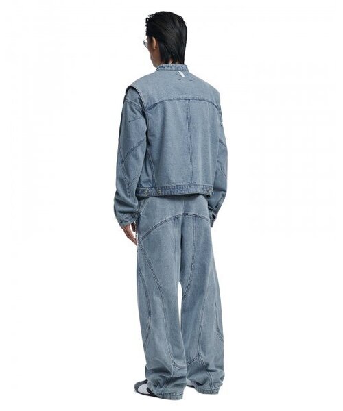 NOMANUAL(NOMANUAL)の「CURVED LINE DENIM PANTS - WHITE BLUE(デニムパンツ・レディース・その他・X-SMALL)」の4枚目の写真