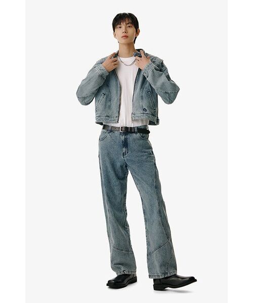 NOMANUAL(NOMANUAL)の「CURVED LINE DENIM PANTS - WHITE BLUE(デニムパンツ・レディース・その他・X-SMALL)」の15枚目の写真